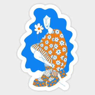 Flower power girl in color Sticker